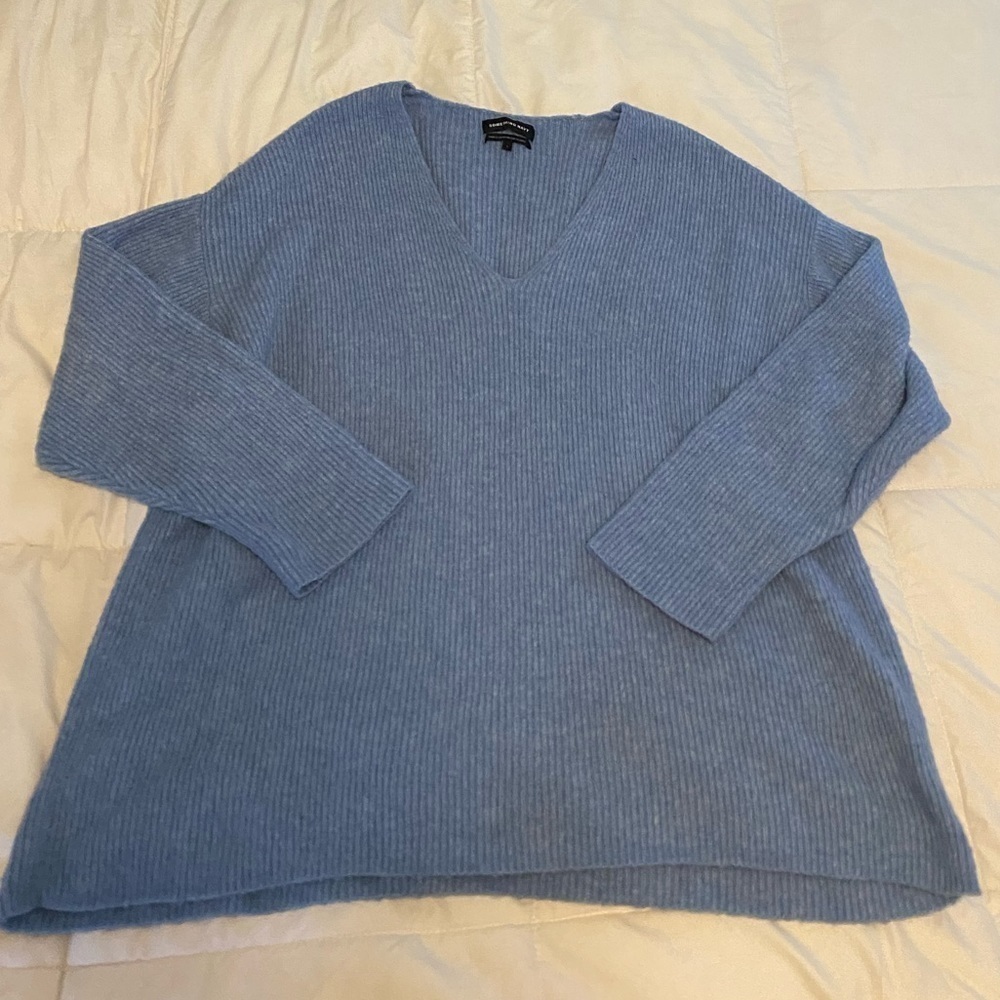 Something Navy Blue Oversized V-Neck Knit Sweater